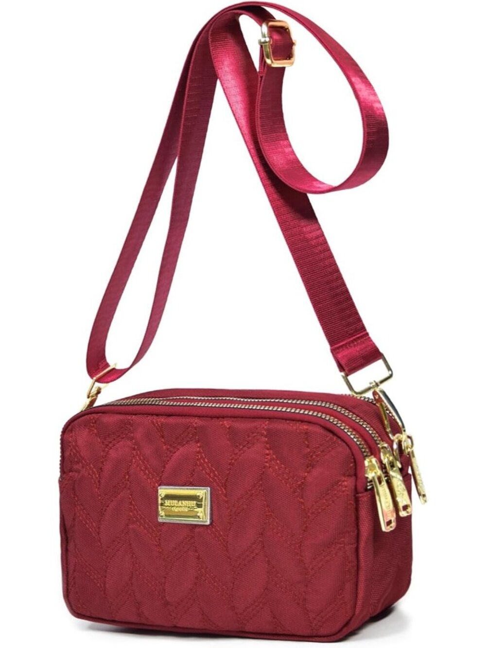 Women's Red Lightweight Quilted Crossbody Small Purses Nylon Shoulder Bag